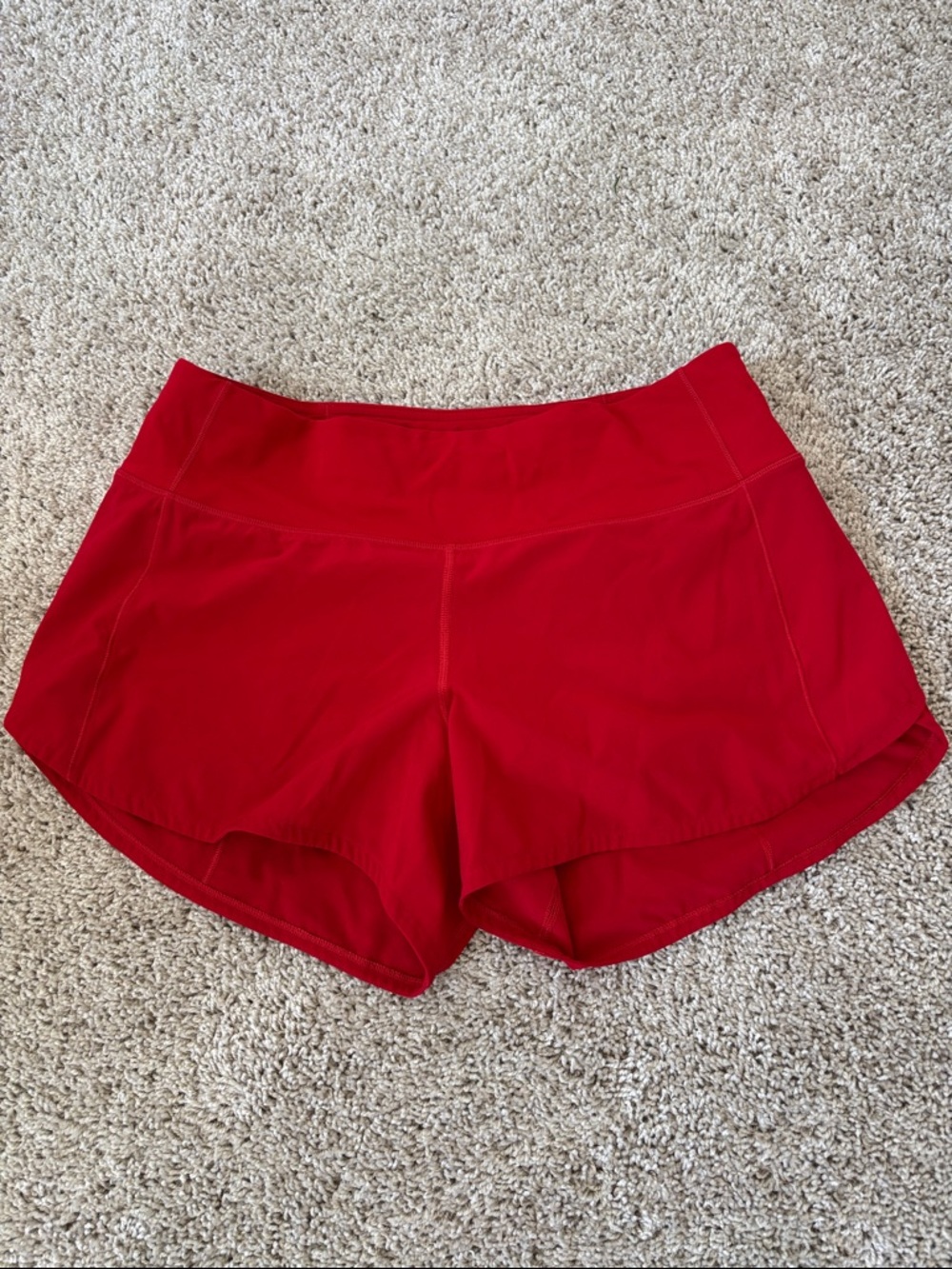 lululemon athletica Red High-Waist Fitness Shorts